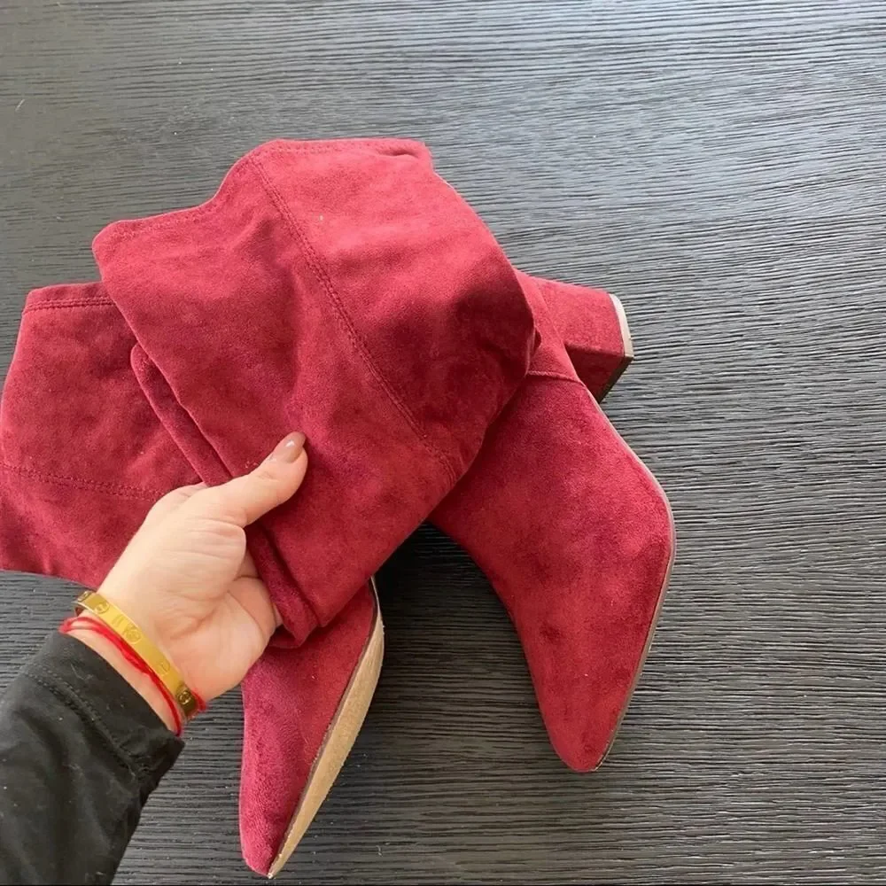 CHASE+CHLOE Burgundy Over The Knee Boots SIZE 7